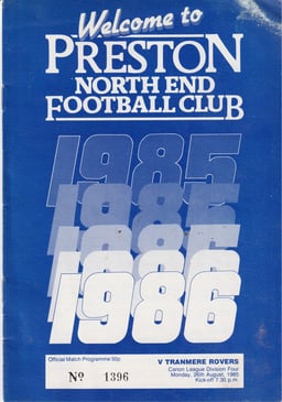 Preston North End v Tranmere Rovers Match Programme 1985-08-26